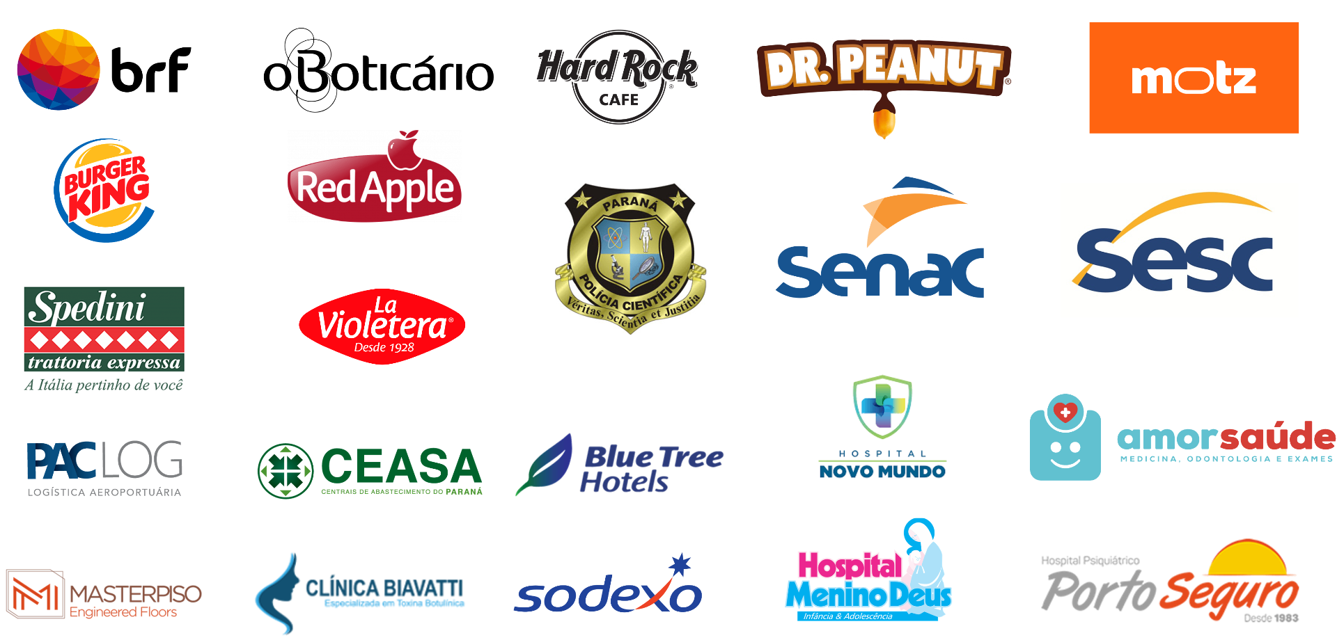 Clientes atendidos pela DaVinci Ambiental: BRF, O Boticário, Hard Rock Cafe, Dr. Peanut, Burger King, Senac, Sesc e outros
